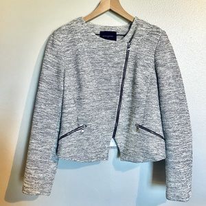 Banana Republic professional asymmetric cross zip cotton blazer.